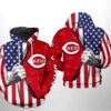 Cincinnati Reds Baseball Mlb Usa Flag Zip Hoodie For Fans 0