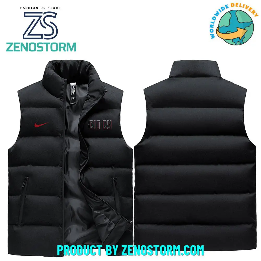 Cincinnati Reds Baseball Team Back in Cincy Sleeveless Puffer Down Vest 1