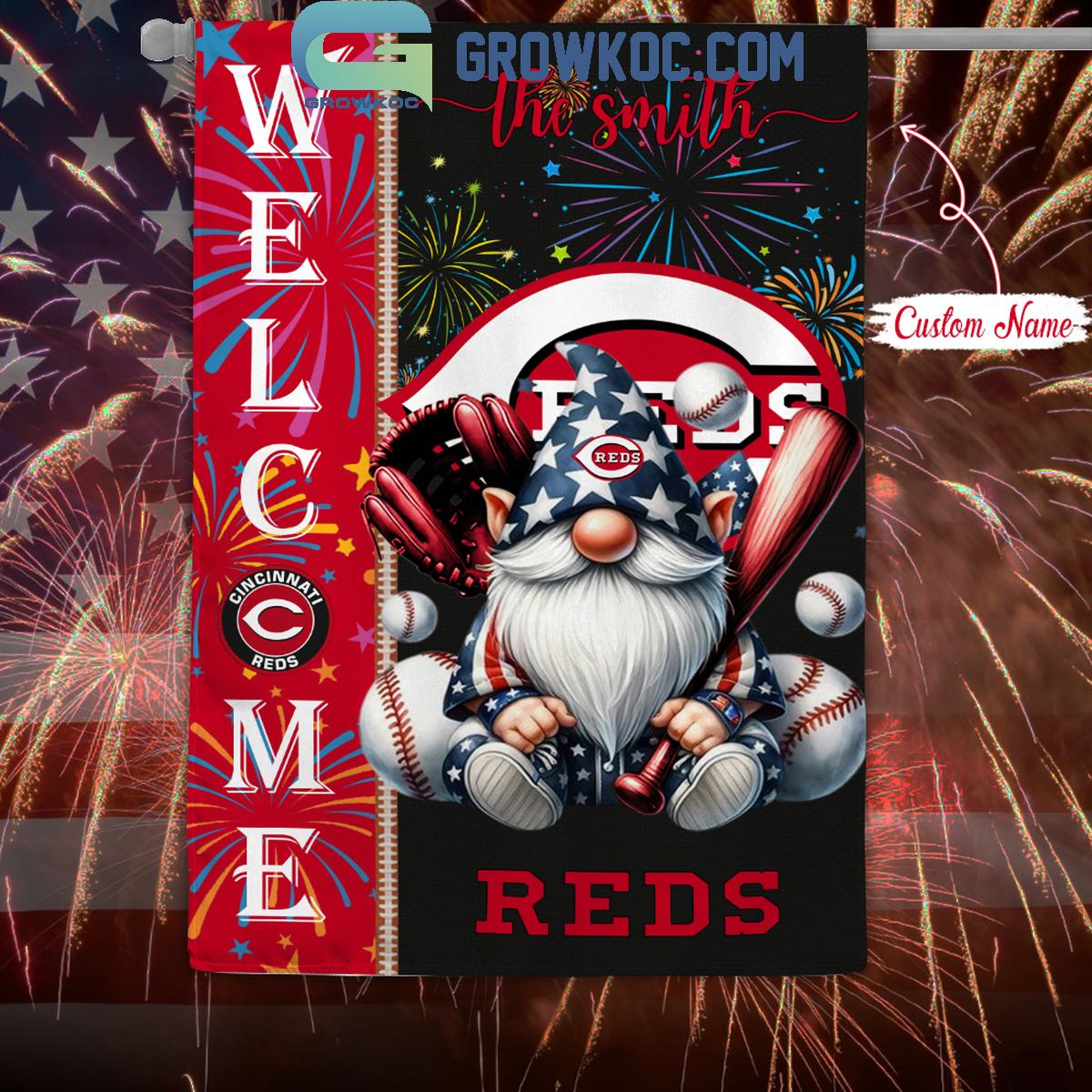 Cincinnati Reds Happy 4th Of July Patriot Personalized Garden Flag 1 76ln4