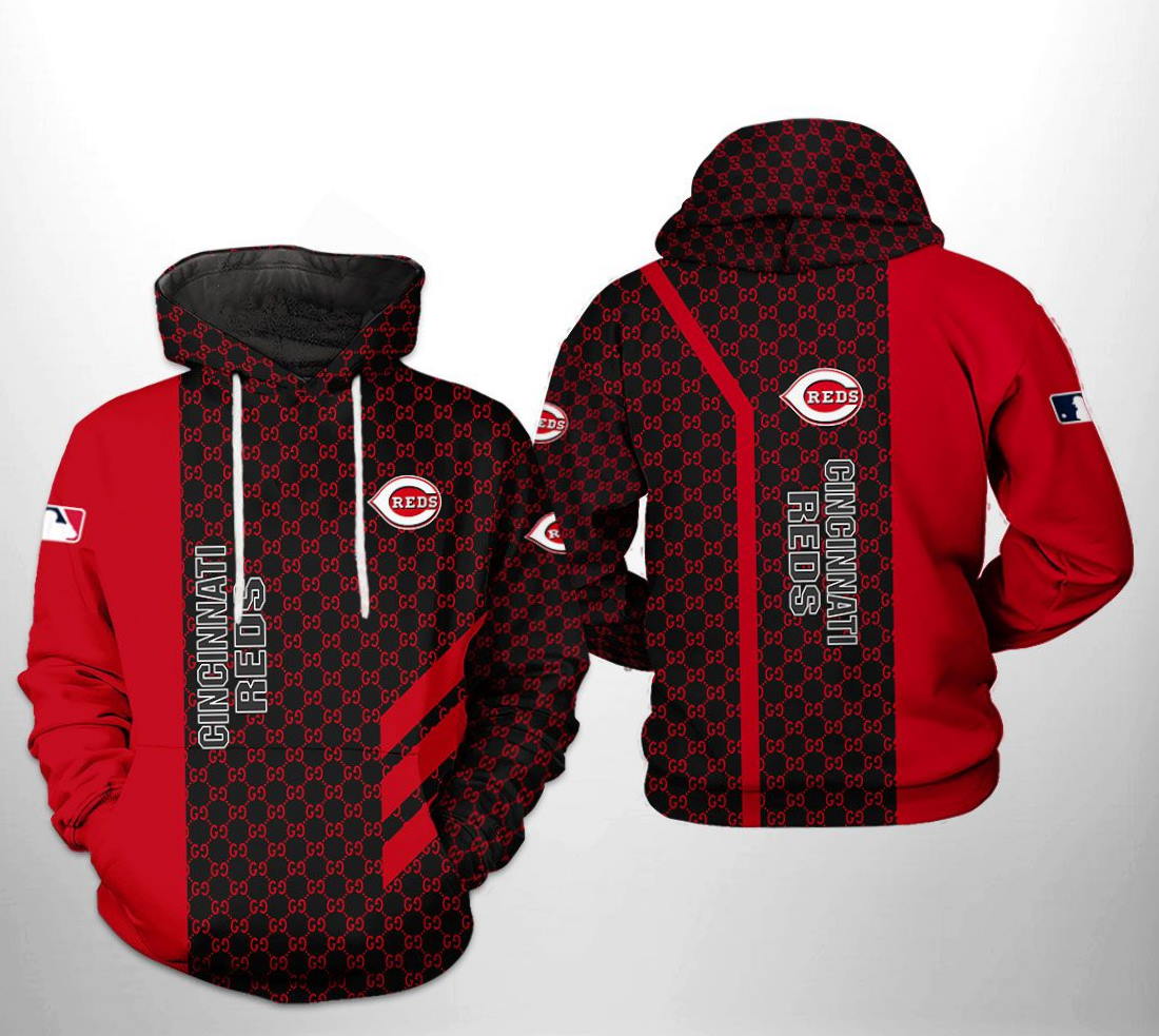 Cincinnati Reds MLB Zipper Hoodie with All Over Print Design 0