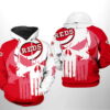 Cincinnati Reds Skull Punisher Design Zip Hoodie For Fans 0