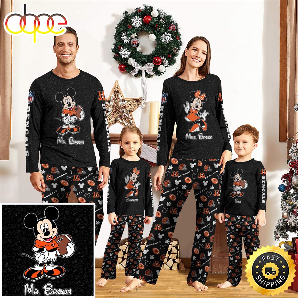 Cincinnati Bengals Sport And Disney Uniform Pajamas Mickey Mouse NFL Gifts For Kids Pajamas grhzun