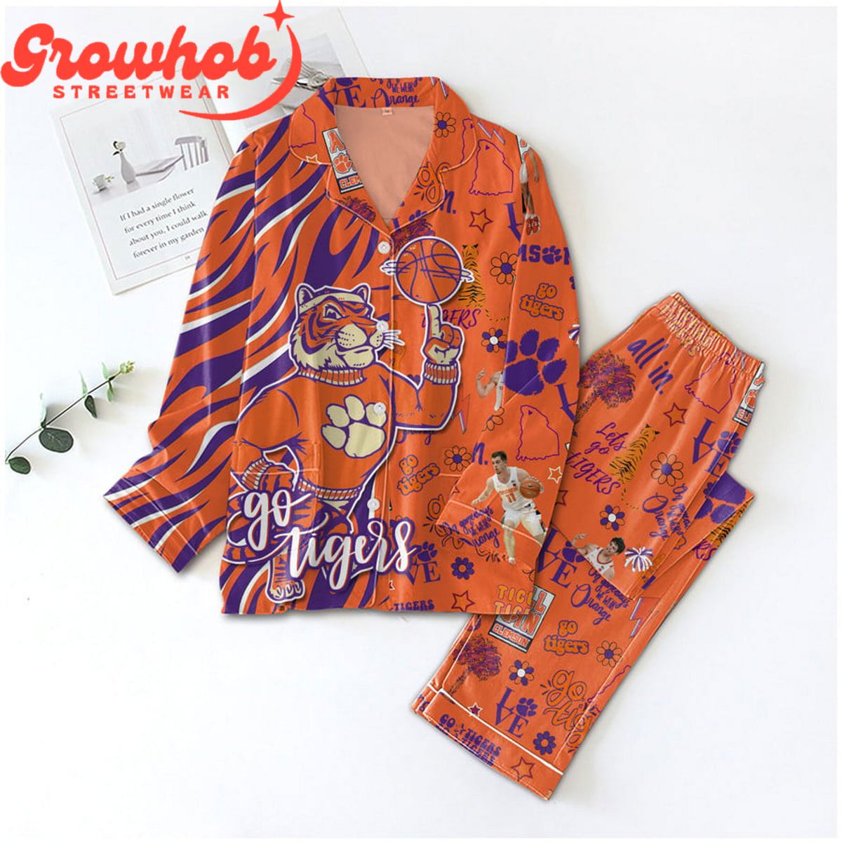 Clemson Tigers Go Tigers Love Polyester Pajamas Set d44ea5 0