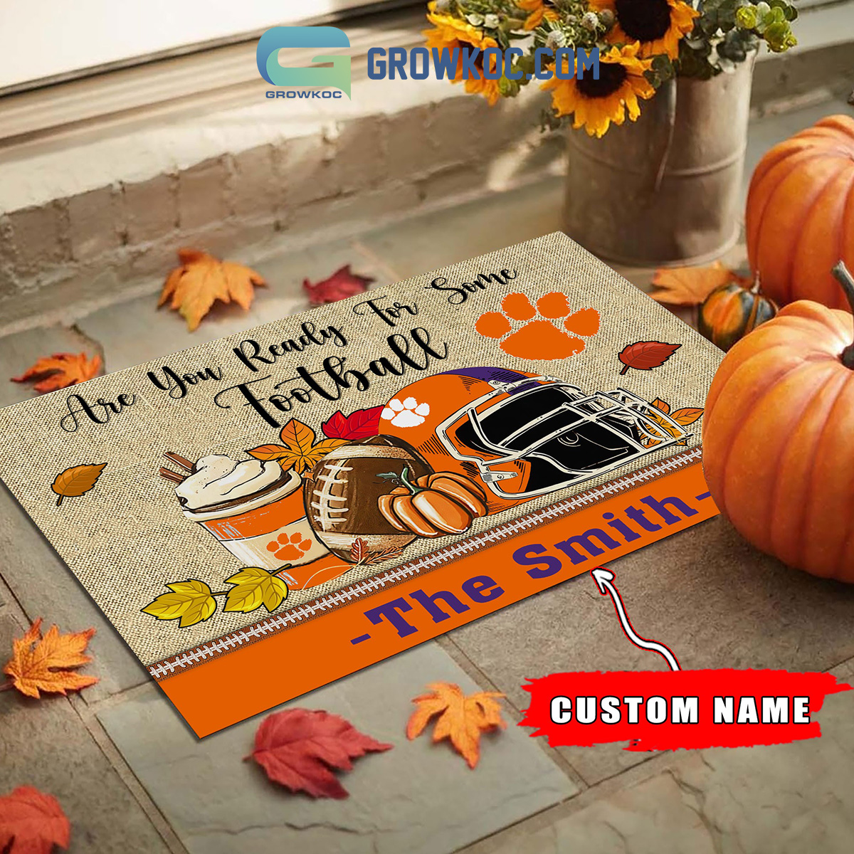 Clemson Tigers NCAA Fall Pumpkin Are You Ready For Some Football Personalized Doormat2B1 W3jbp