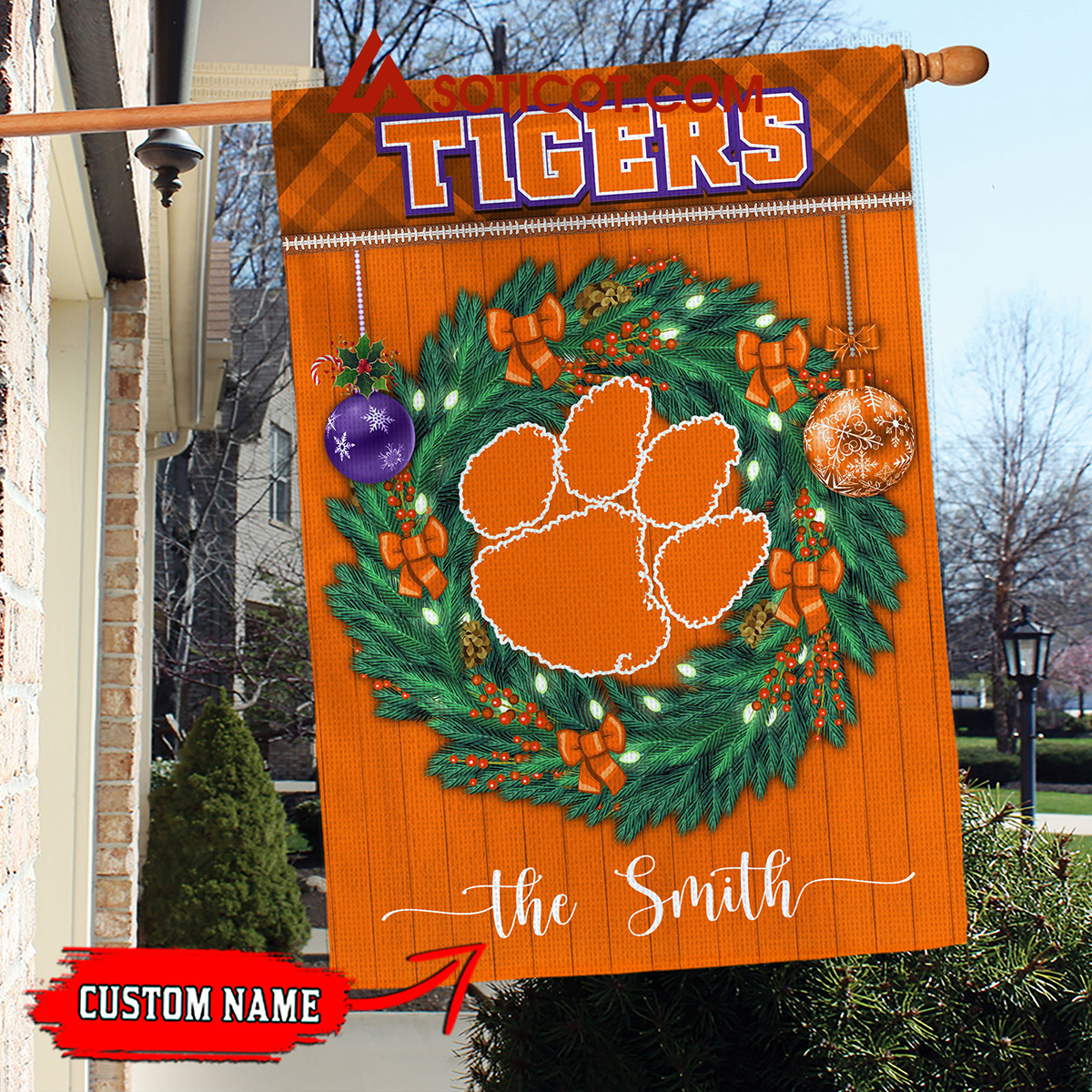 Clemson Tigers NCAA Football Christmas Personalized House Garden Flag2B1 y19An