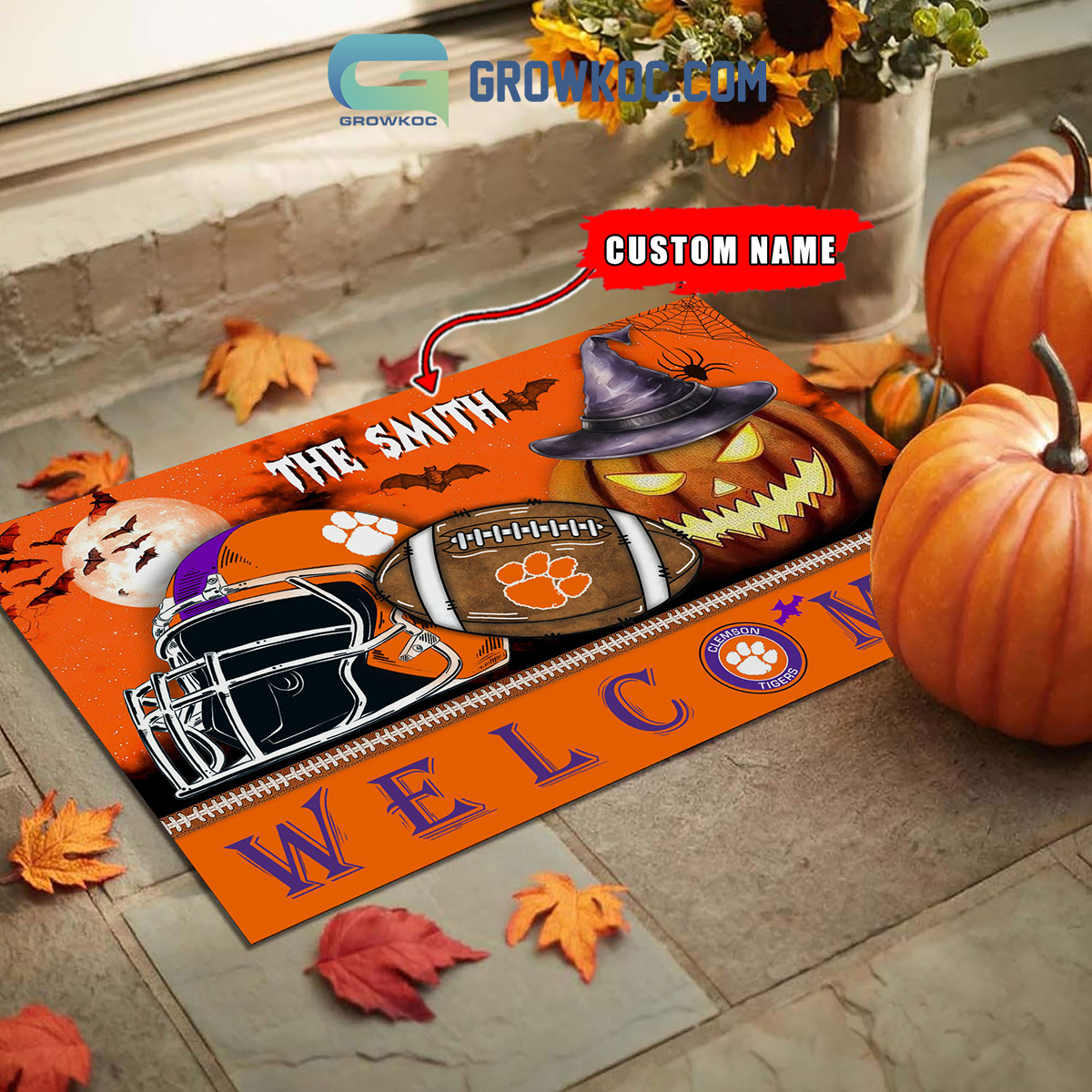 Clemson Tigers NCAA Football Welcome Halloween Personalized Doormat2B1 SooVw