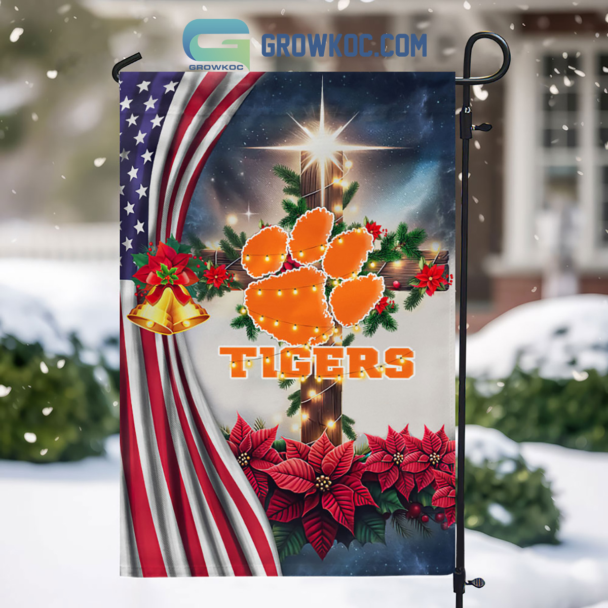 Clemson Tigers NCAA Jesus Christmas House Garden Flags2B1 M8BH2