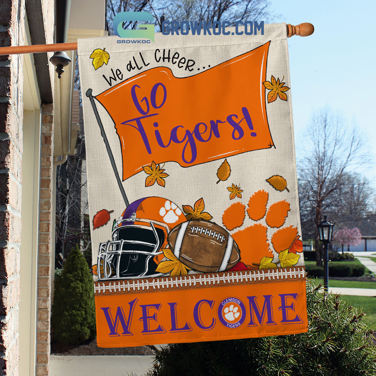 Clemson Tigers NCAA Welcome We All Cheer Go Tigers House Garden Flag2B1 qMUde