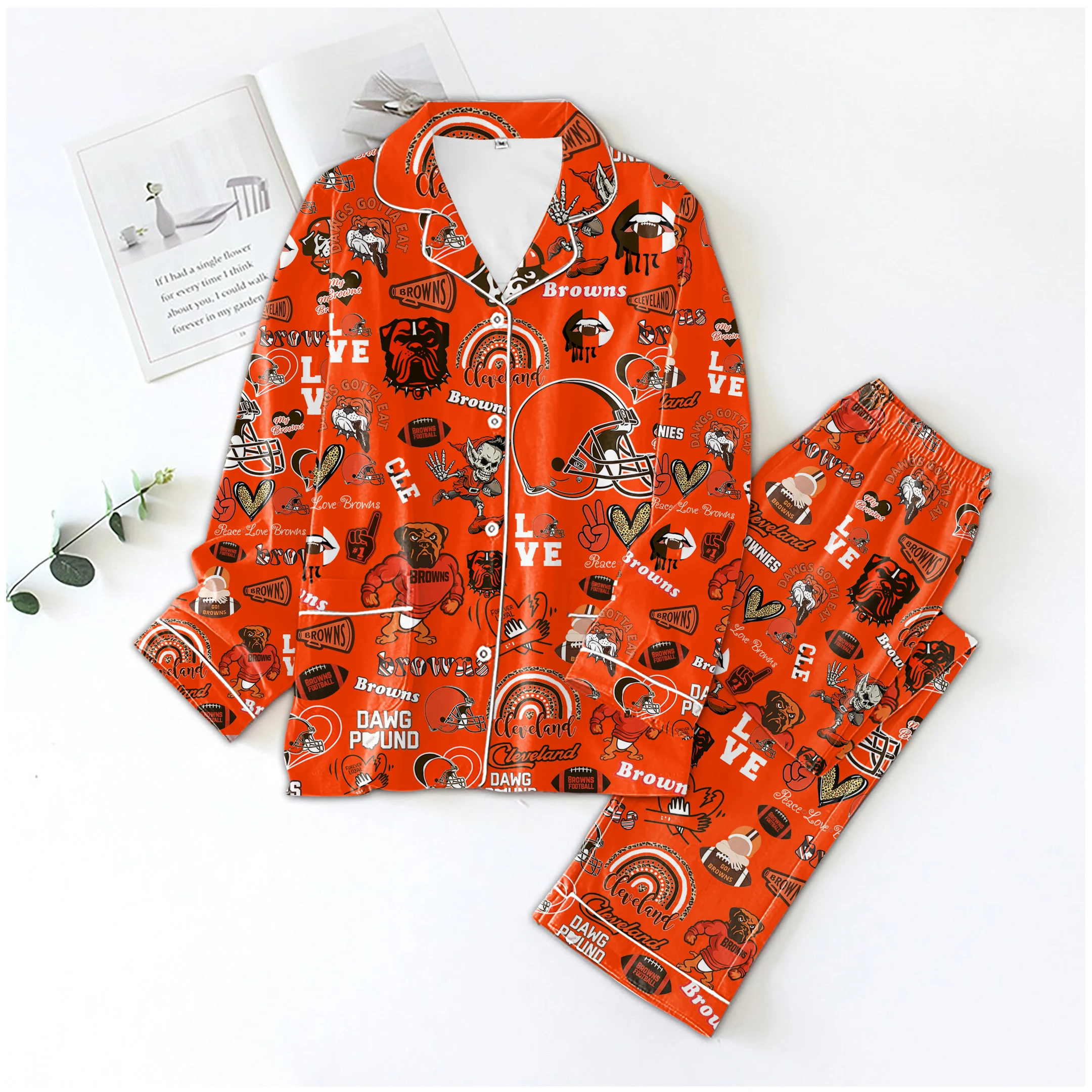 Cleveland Browns Pajamas Orange Set2B1 Y4YRj