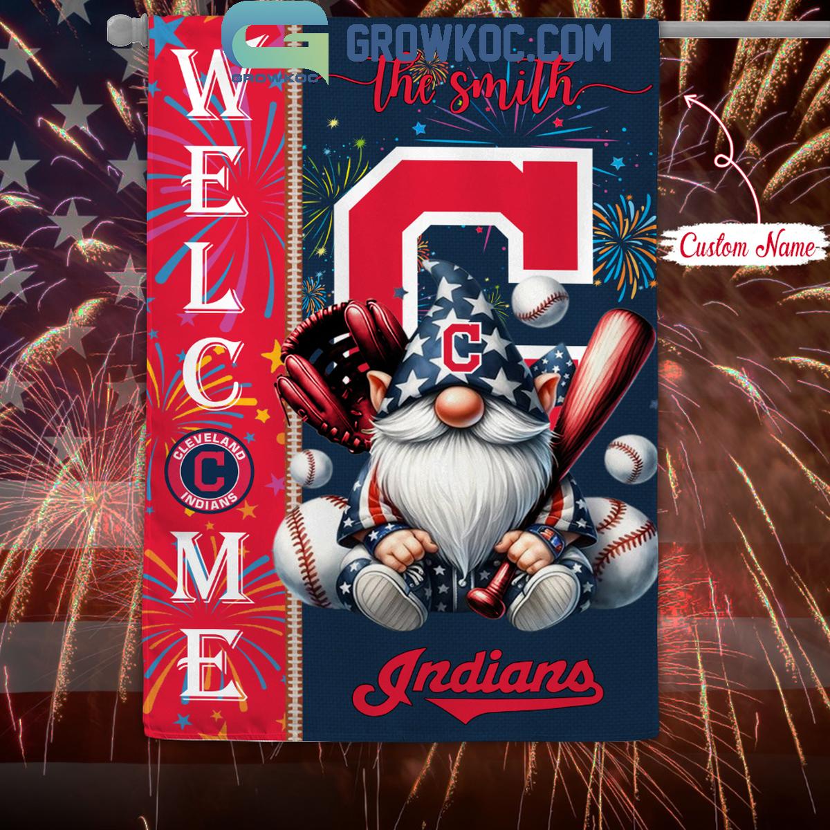 Cleveland Indians Happy 4th Of July Patriot Personalized Garden Flag 1 kDcek