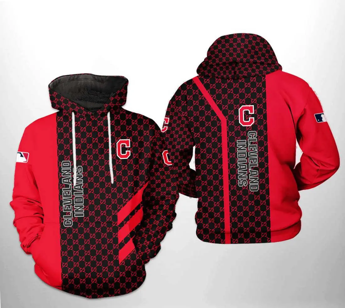 Cleveland Indians MLB Zipper Hoodie with All Over Print Design 0