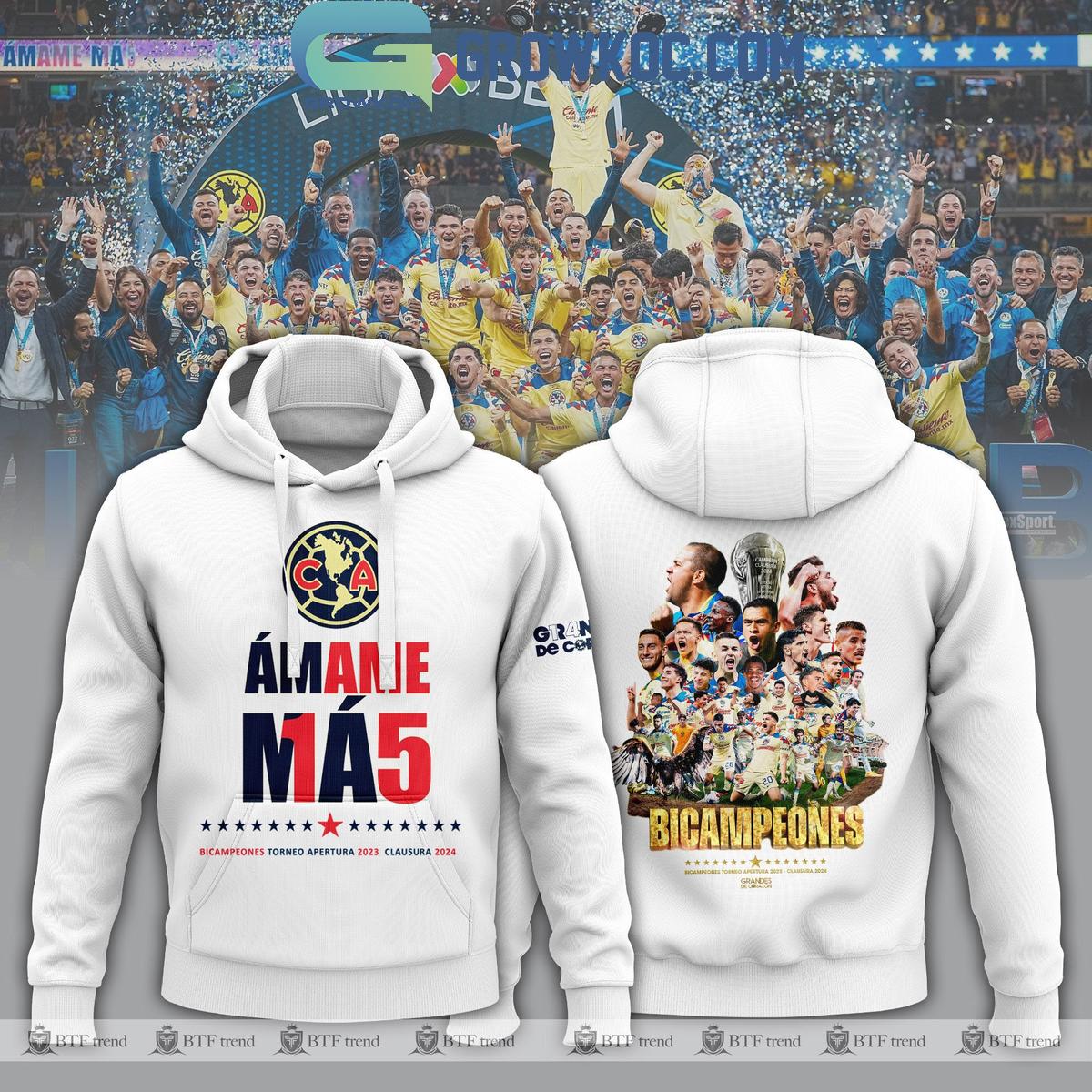 Club America Bicampeones Amame 15 Champions Hoodie Shirt White Version 1 XCJZd