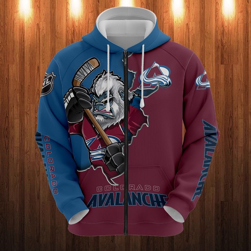 Colorado Avalanche 3D Cartoon Graphic Zip Hoodie Gifts For Fans With All Over Print Zip Up Hoodie Men 0