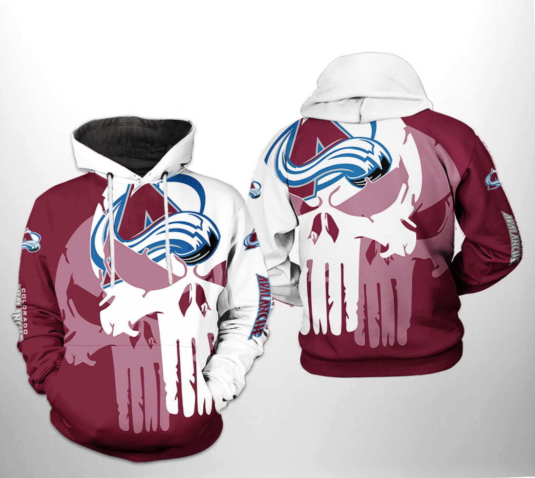 Colorado Avalanche NHL Team Skull All Over Print Hoodie 0