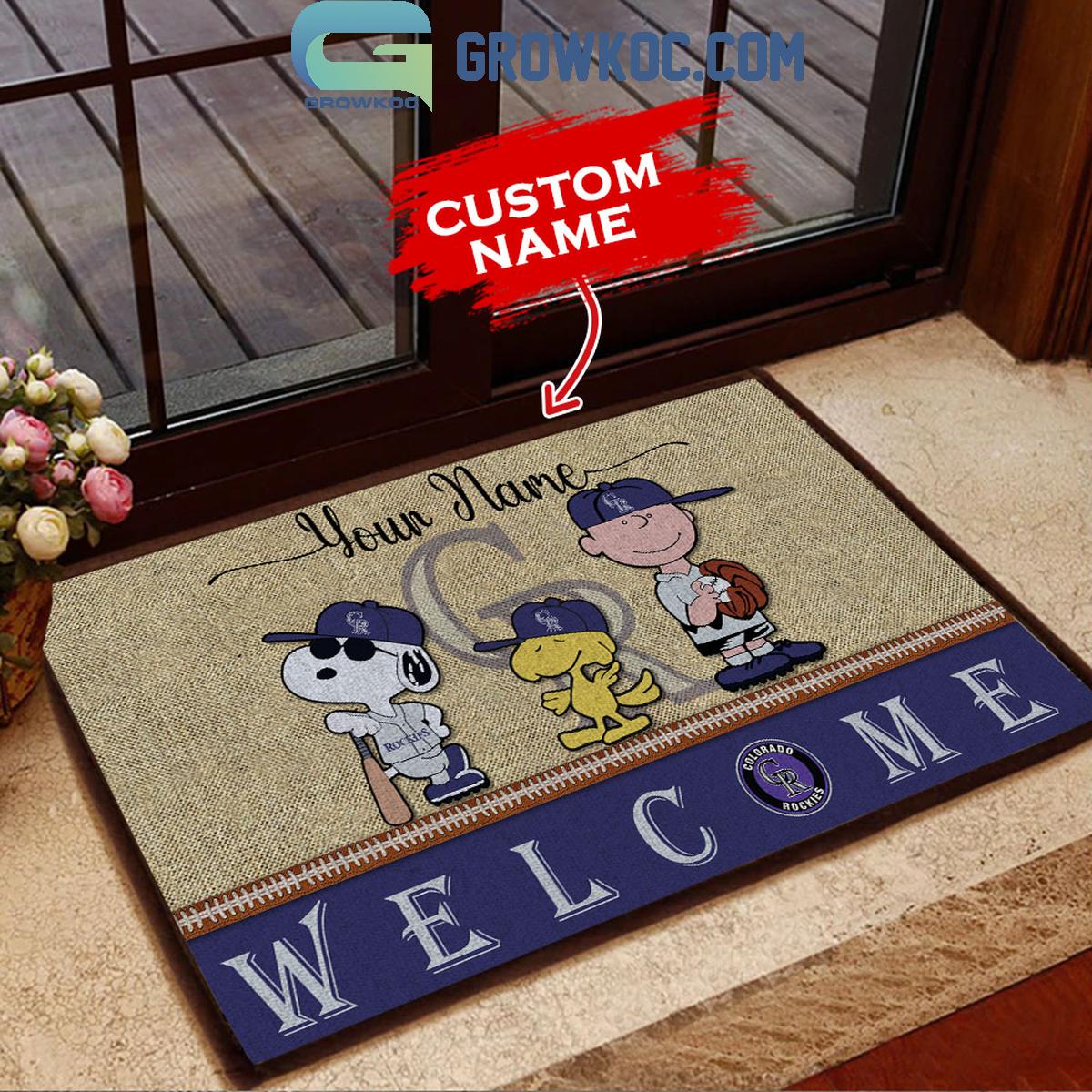 Colorado Rockies Snoopy Personalized Fan Doormats 1 OxCFX