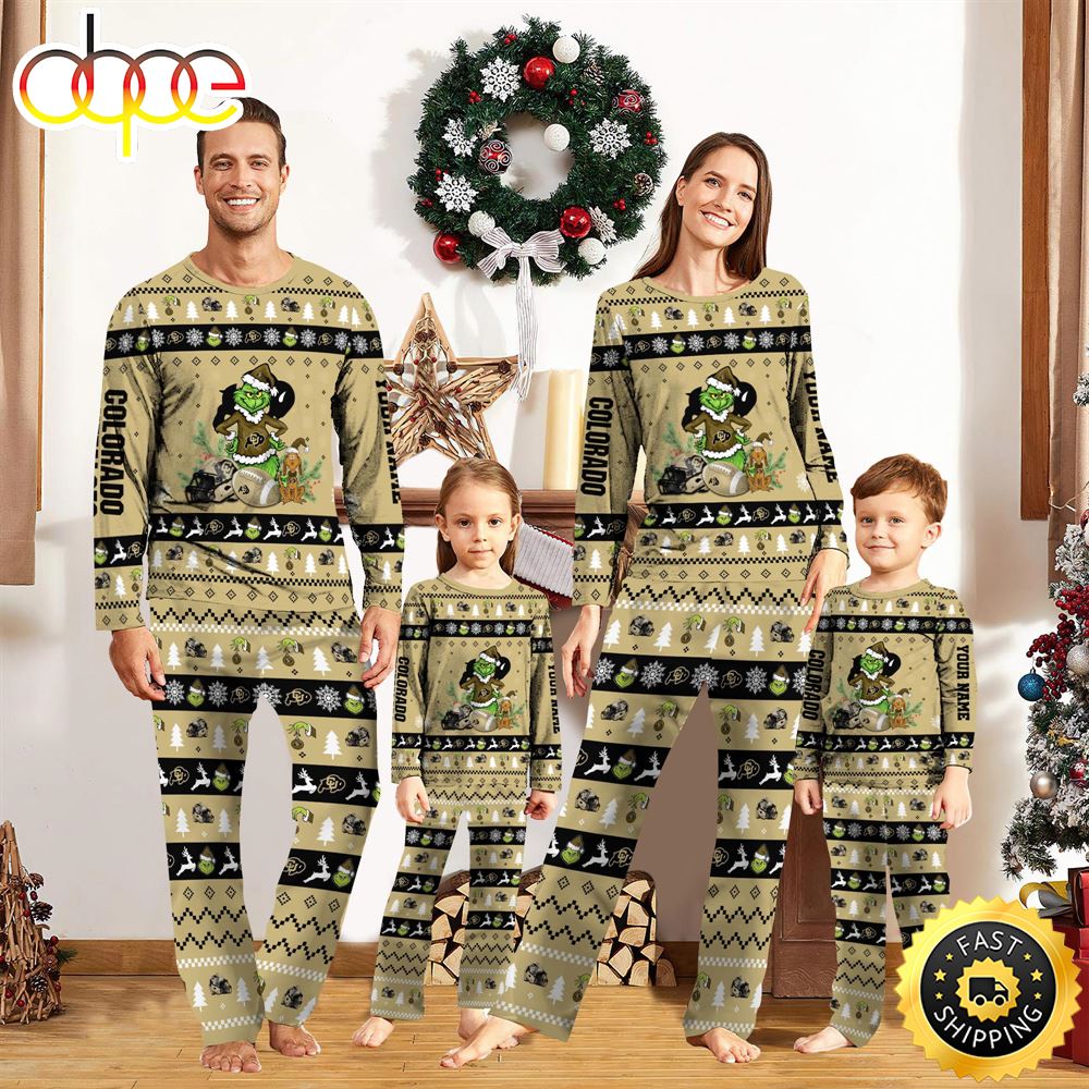 Colorado Buffaloes NCAA Custom Name Grinch Christmas And Sport Team Pajama Set r8rttg