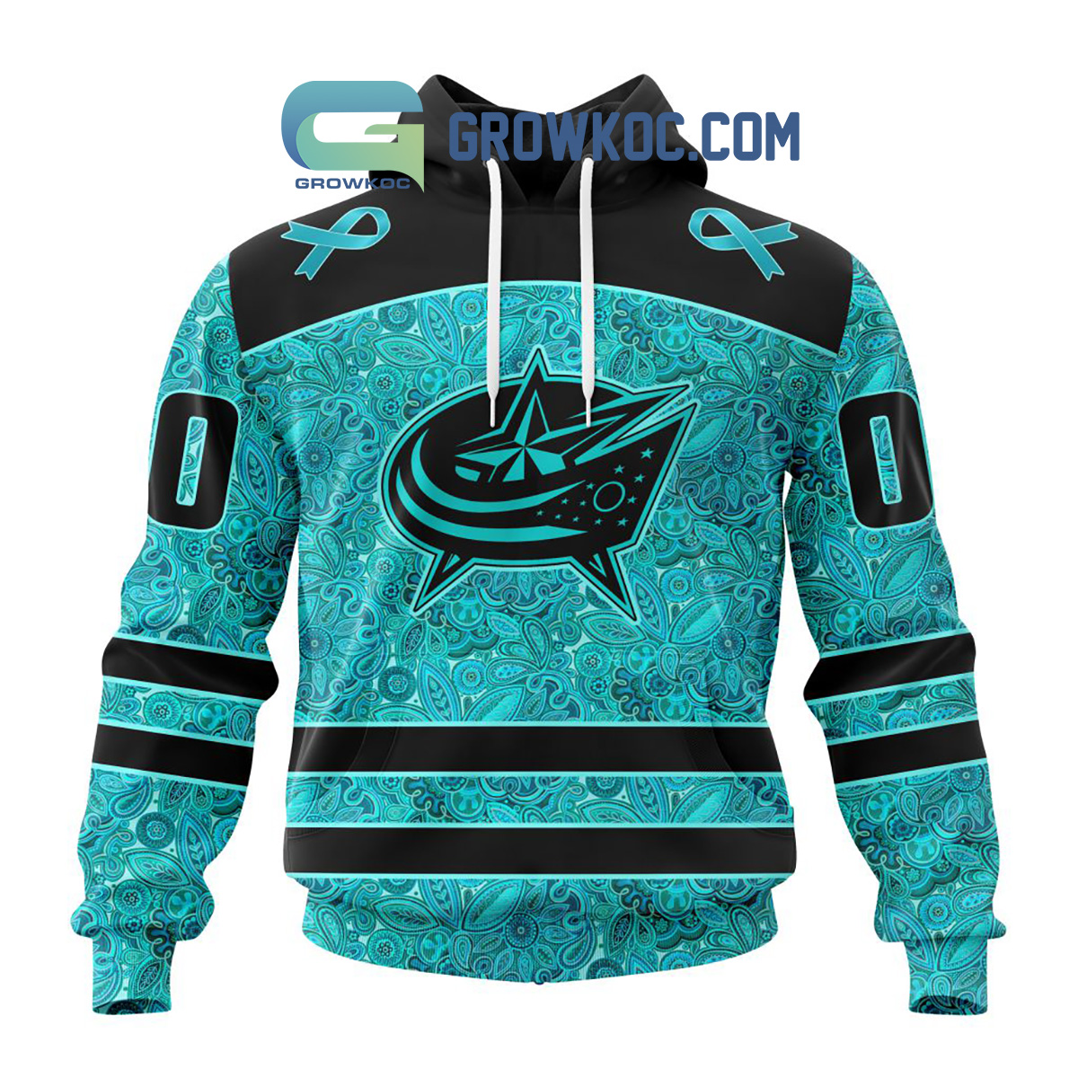 Columbus Blue Jackets Fight Ovarian Cancer Personalized Hoodie Shirts2B1 lcUBt