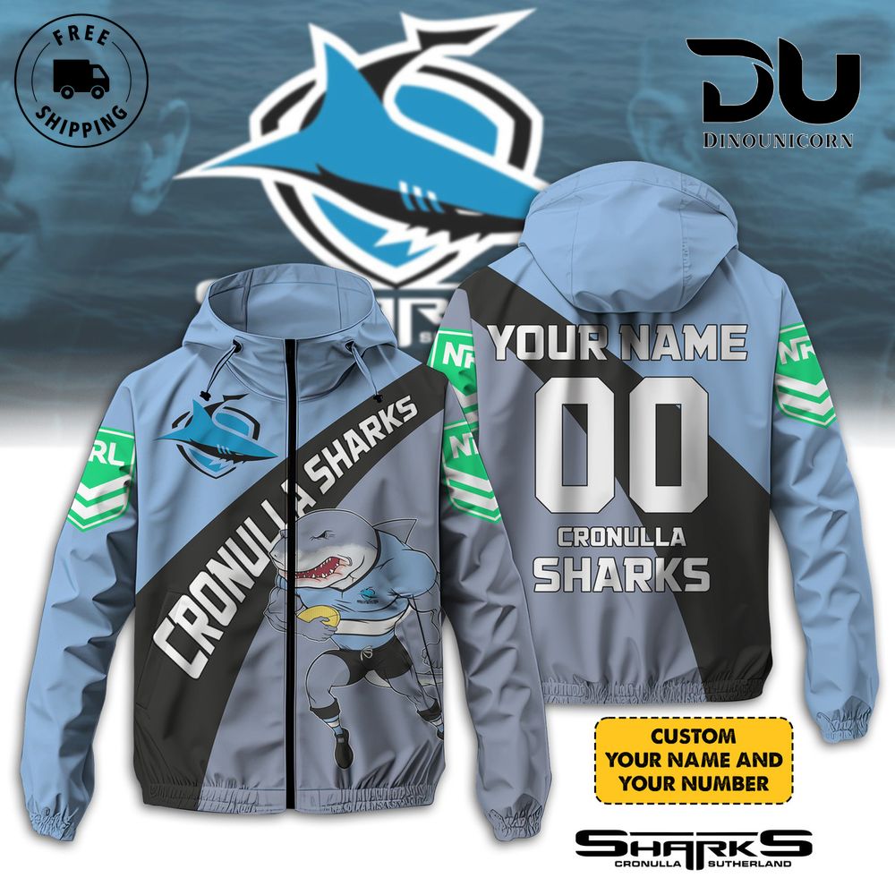 Cronulla Sutherland Sharks Football Club Windbreaker Outdoor Jacket 1