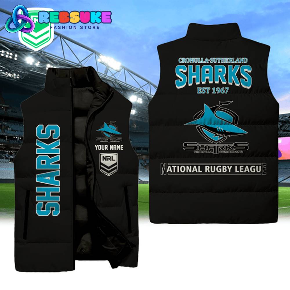 CronullaSutherland Sharks NRL Sleeveless Puffer Down Vest 1