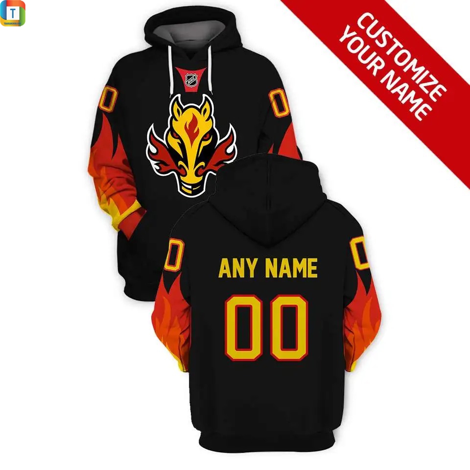 Custom Calgary Flames Nhl ZipUp All Over Printed Hoodie 0