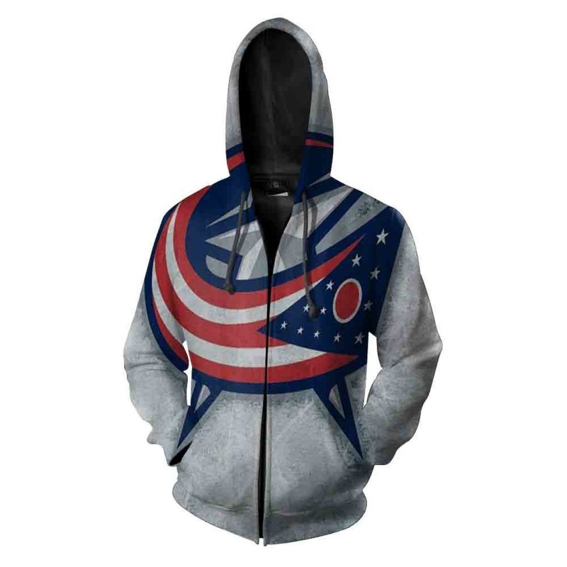 Custom Columbus Blue Nfl Football Big Logo 3D All Over Print Zip Up Hoodie Perfect Gift Option For Fans 0