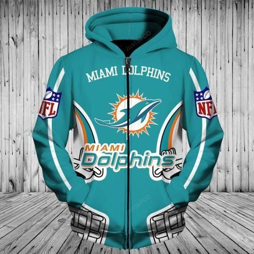 Custom Miami Dolphins Zipper Hoodie Perfect Gift for NFL Fans 1