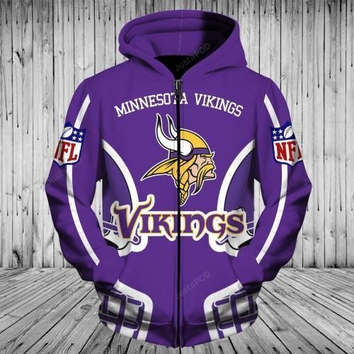 Custom Minnesota Vikings Zipper Hoodie Version 1 Perfect Gift for NFL Fans. 1