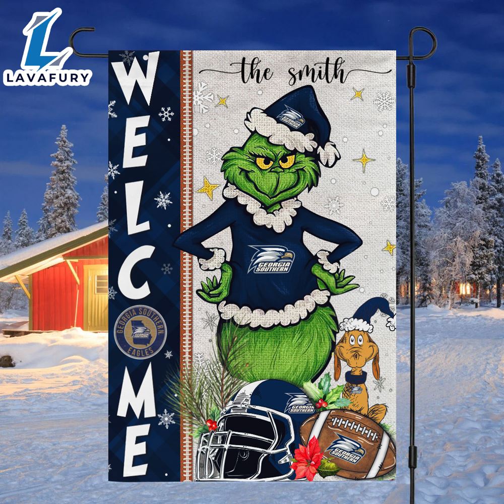 Custom Name NCAA BGeorgia Southern Eagles Grinch Football Christmas Welcome Garden Flag