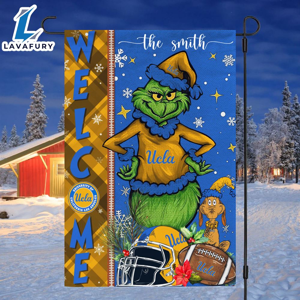 Custom Name NCAA UCLA Grinch Football Christmas Welcome Garden Flag