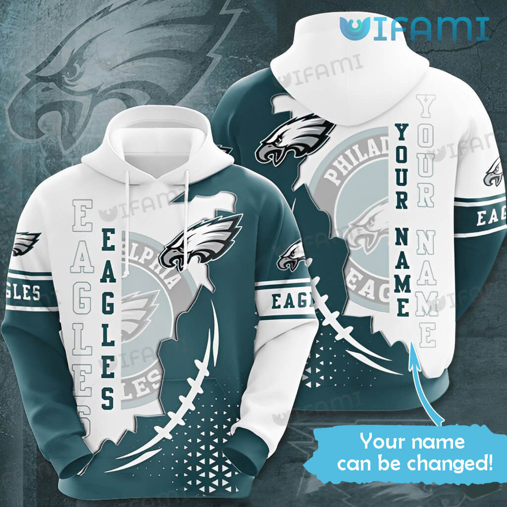 Custom Name Philadelphia Eagles Hoodie 3D White Green Logo Unique Philadelphia Eagles Gift 0