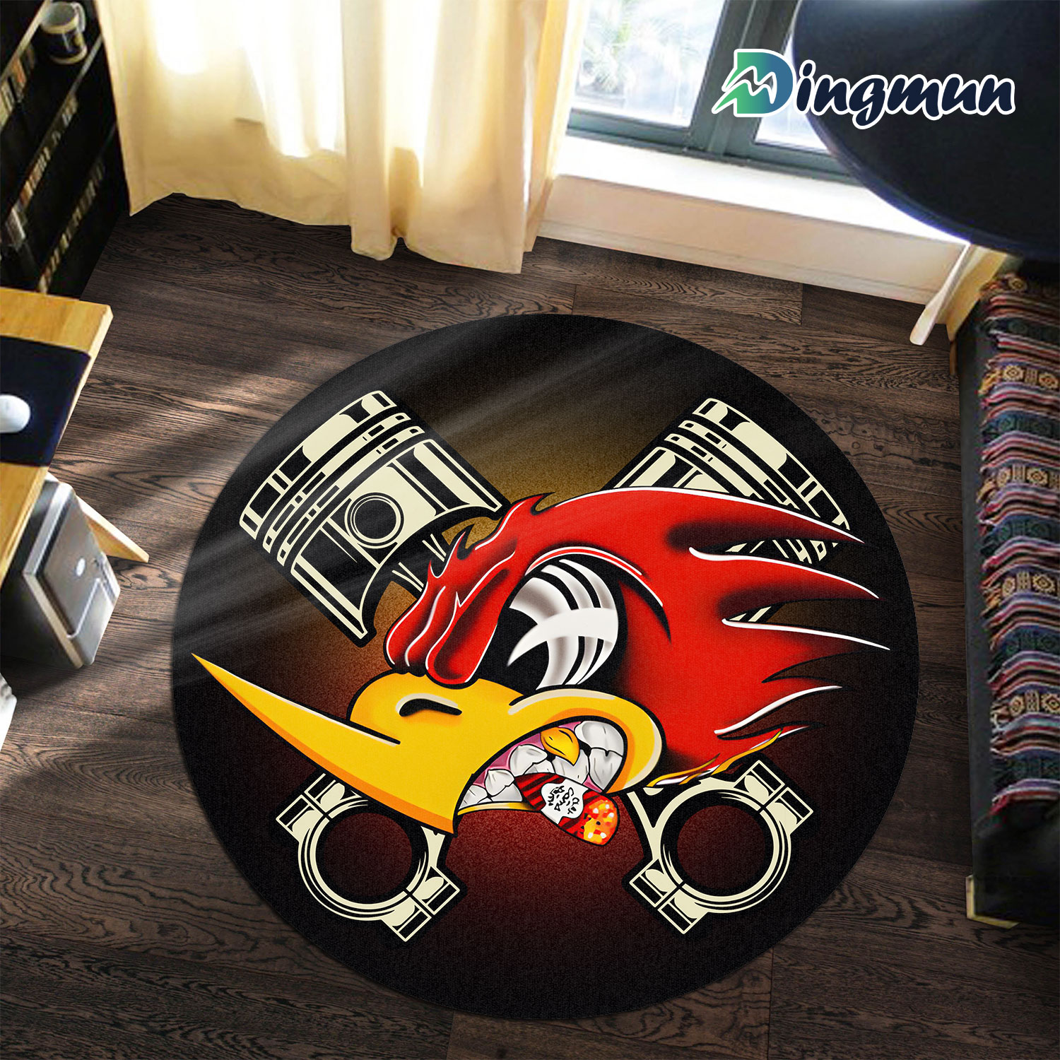 Custom Speed Shop Mr Horsepower Round Rug 1