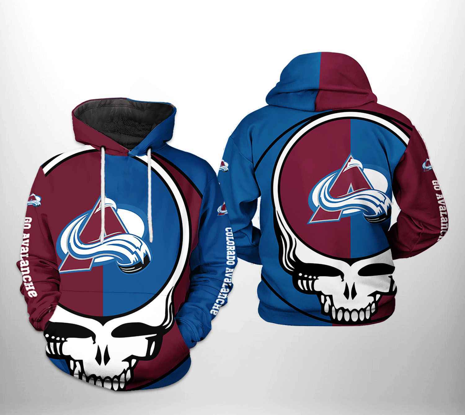 Customizable All Over Print Hoodie Personalized Zip Up Hoodie For Colorado Avalanche Fans 0