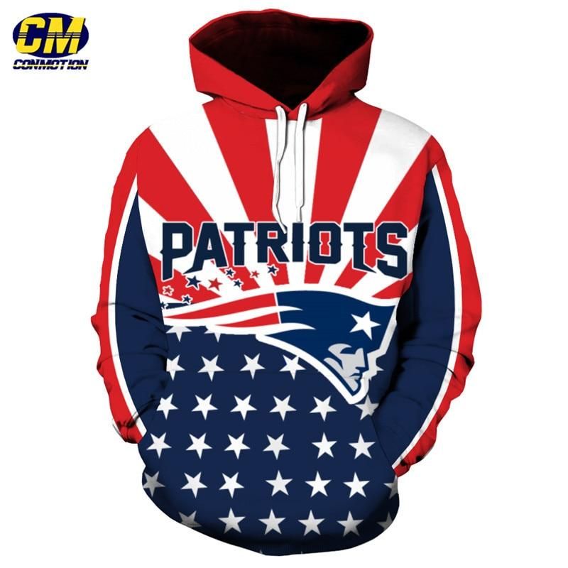 Customized 3D Printed New England Patriots Hoodie With American Football Hooded Sweatshirt 0