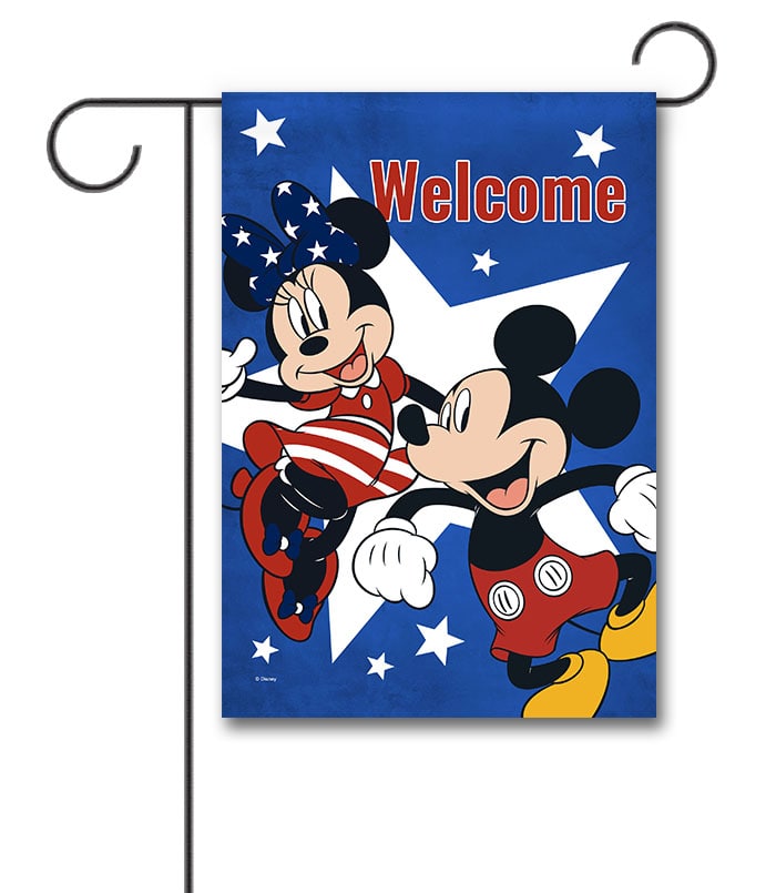 DIS2715 Disney Mickey Mouse and Minnie Mouse Patriotic USA Garden Flag