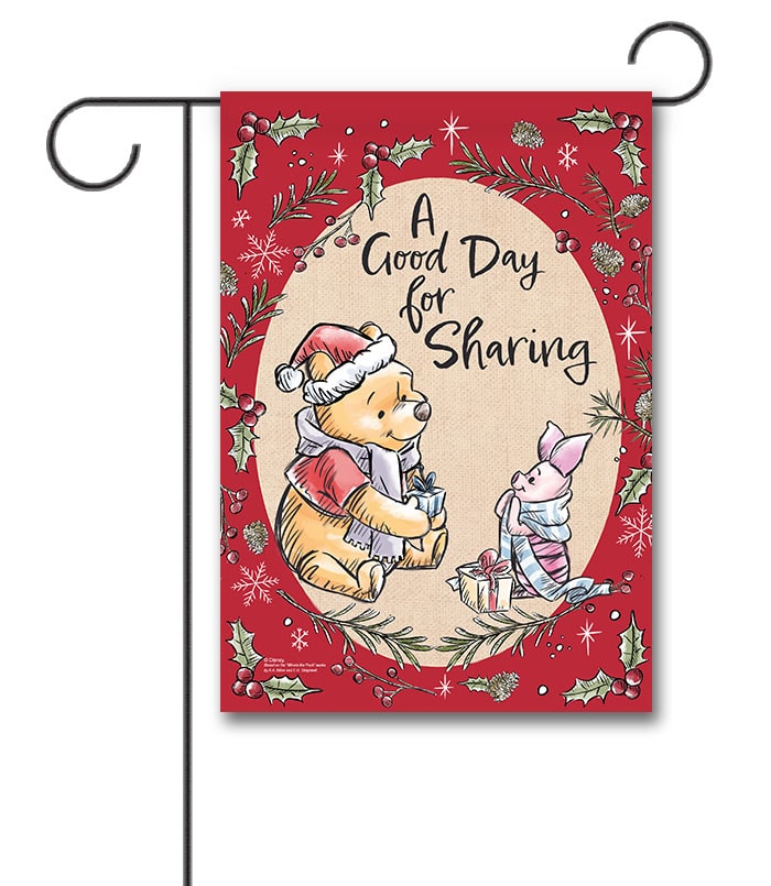 DIS2884 Disney Piglet and Winnie the Pooh Christmas Garden Flag