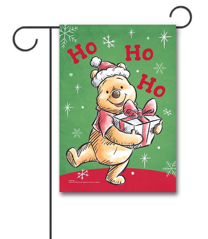 DIS2887 Disney Santa Hat Winnie the Pooh Christmas Garden Flag