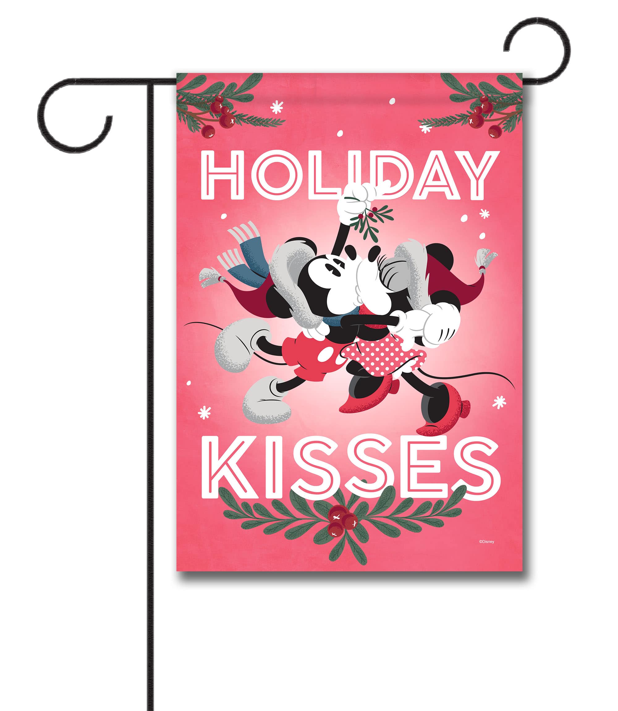 DIS2906 Mickey Mouse and Minnie Mouse Kissing Disney Christmas Garden Flag