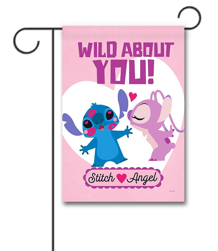 DIS3166 Disney Stitch Valentines Day Garden Flag