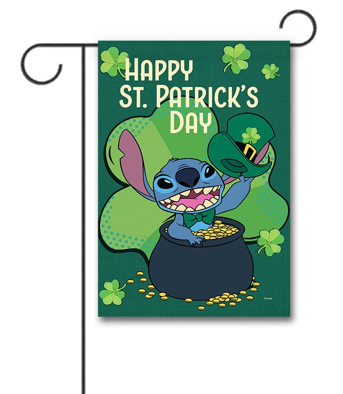 DIS3197 Disney Stitch St. Patricks Day Garden Disney Flag