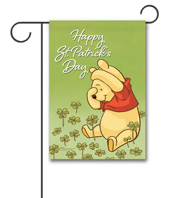 DIS3198 Disney Winnie the Pooh St. Patricks Day Garden Disney Flag