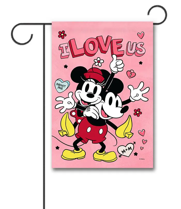 DIS3516 Disney Mickey and Minnie Valentines Day Love Garden Flag