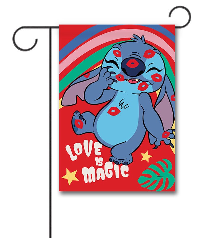 DIS3540 Disney Stitch Love Garden Flag