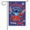 DIS3541 Stitch Valentines Day Garden Flag