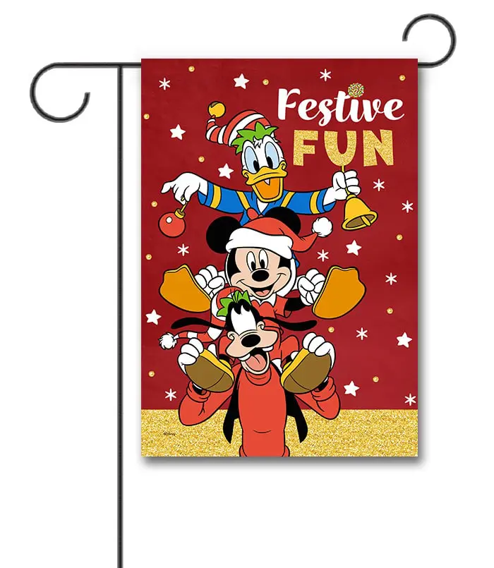 DIS3876 Disney Mickey Mouse Donald and Goofy Christmas Garden Flag
