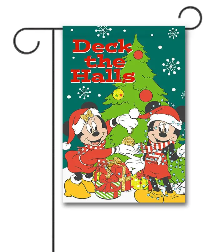 DIS3877 Disney Christmas Mickey Mouse and Minnie Mouse Garden Flag