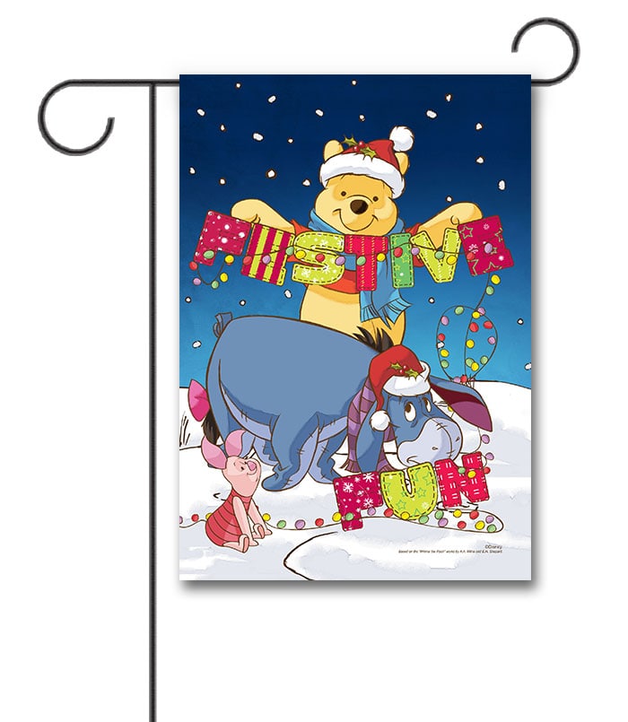 DIS3880 Disney Winnie the Pooh Christmas Garden Flag