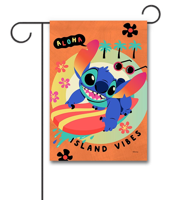 DIS4054 Disney Stitch Surfing Summer Garden Flag