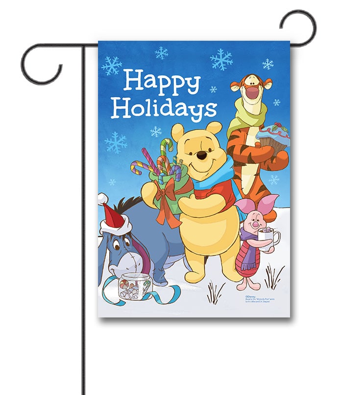 DIS4152 Disney Winnie the Pooh Christmas Garden Flag