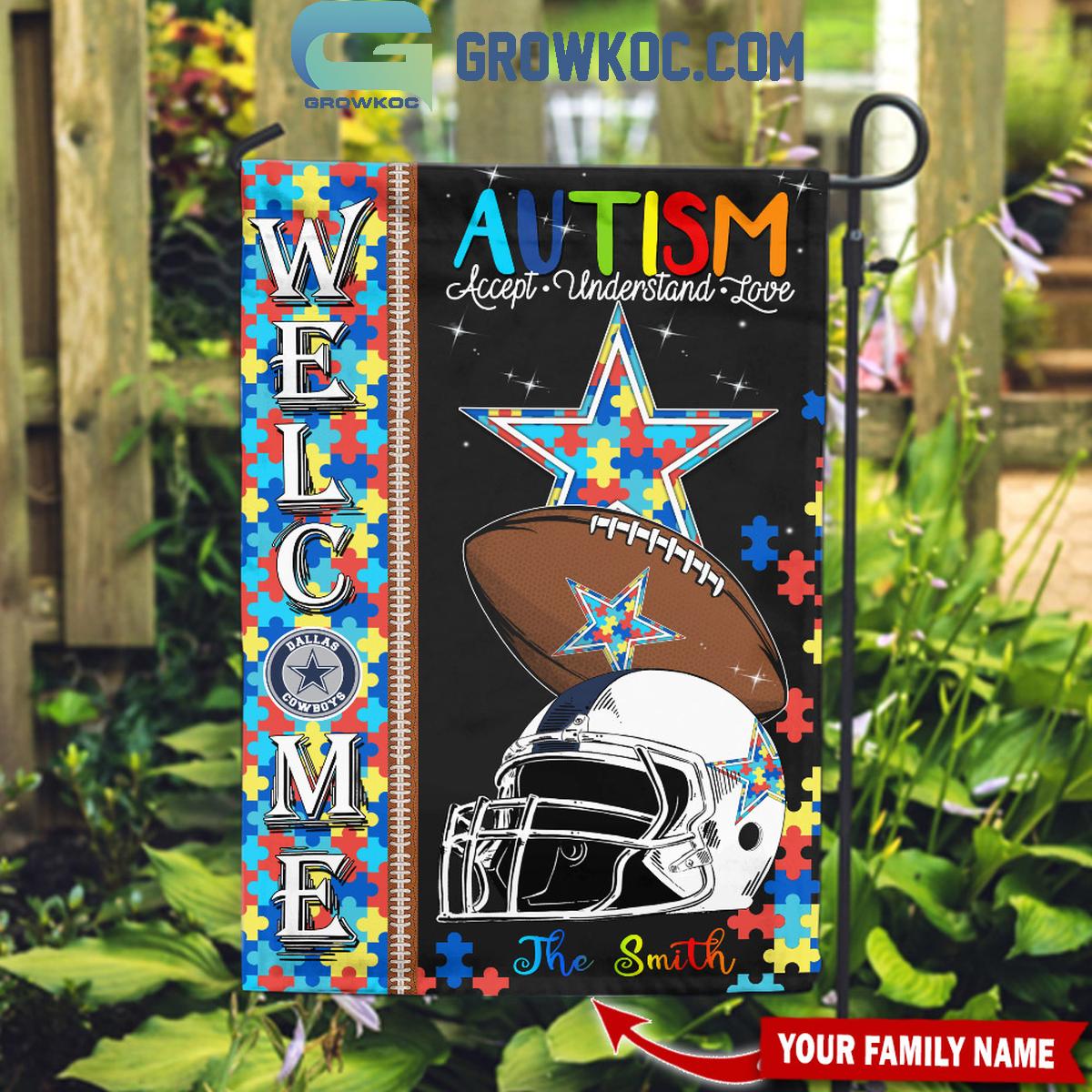 Dallas Cowboys Autism Accept Understand Love Personalized Flag 1 JEFcD