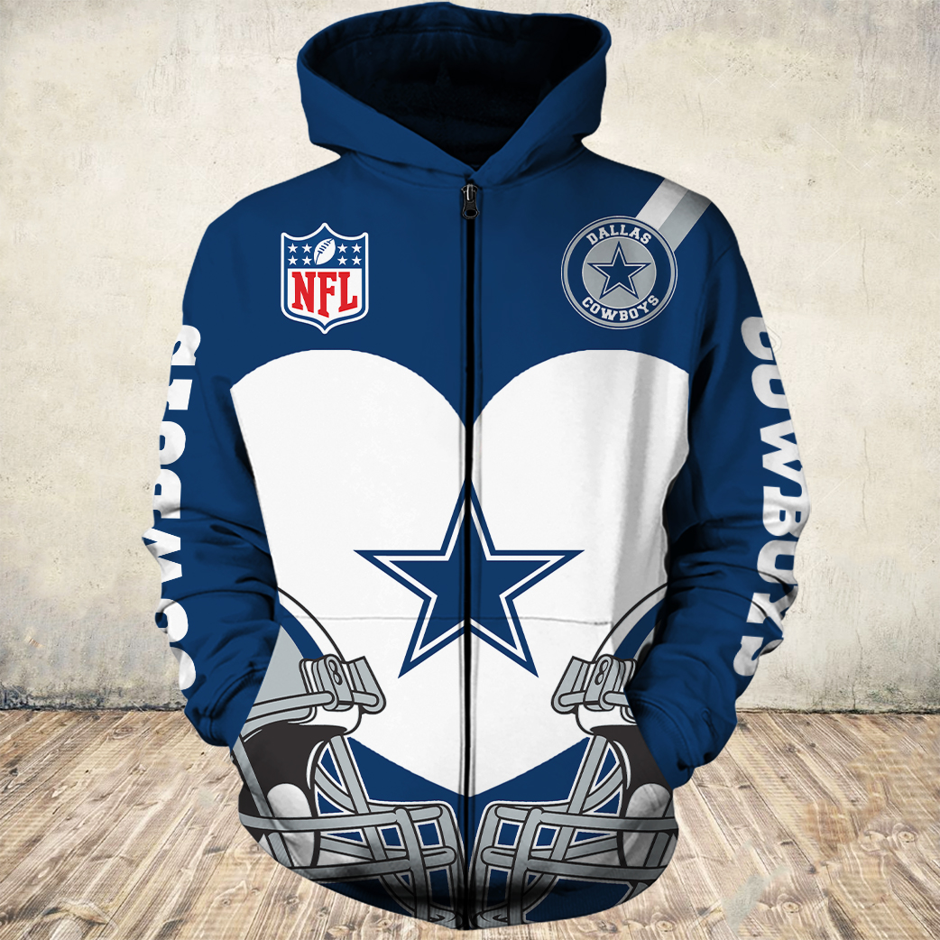 Dallas Cowboys Cute Death 3D Zip Hoodie Gifts For Fans With Custom All Over Print Hoodie 0